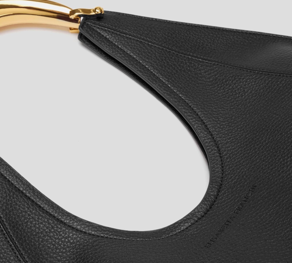 Elisabetta Franchi - CARTERA NEGRA DE CUERO CON DETALLE DORADO