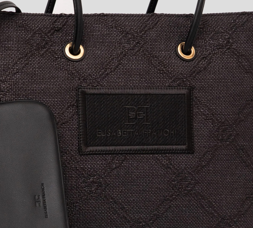 Elisabetta Franchi - CARTERA MARRON CUADRADA TEXTURIZADA