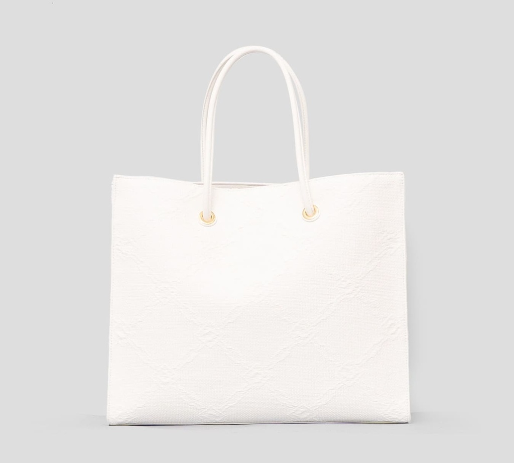 Elisabetta Franchi - CARTERA BLANCA CUADRADA TEXTURIZADA