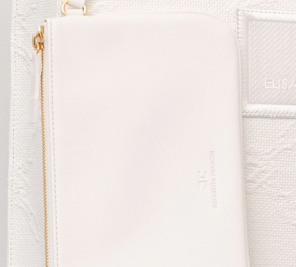 Elisabetta Franchi - CARTERA BLANCA CUADRADA TEXTURIZADA