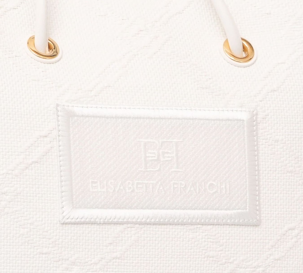 Elisabetta Franchi - CARTERA BLANCA CUADRADA TEXTURIZADA