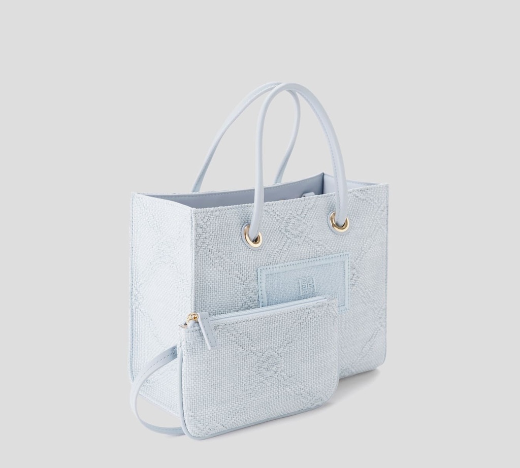 Elisabetta Franchi - CARTERA AZUL CLARO CUADRADA PEQUEÑA TEXTURIZADO