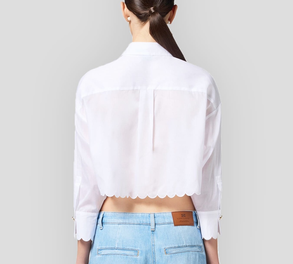 Elisabetta Franchi - BLUSA BLANCA MANGA LARGA TIPO TOP