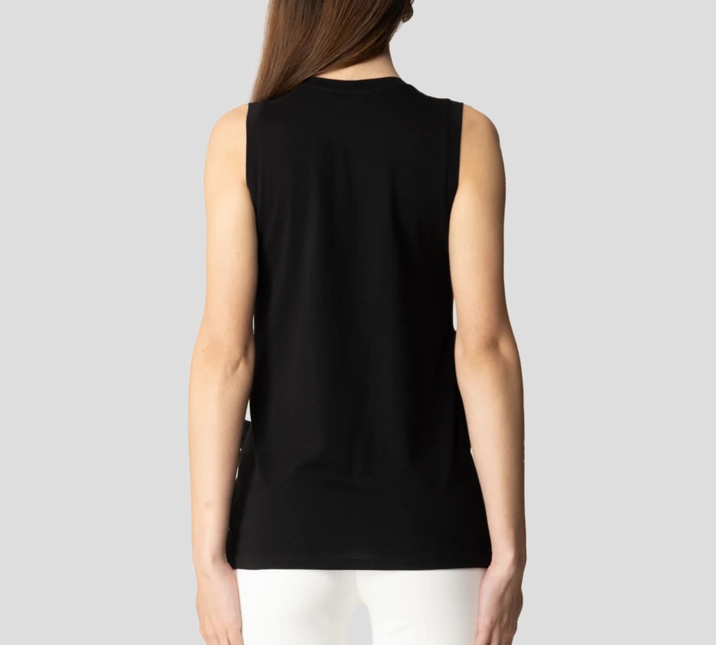 Elisabetta Franchi - BLUSA NEGRA SIN MANGAS CON BORDADO DE MARCA