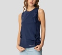 Elisabetta Franchi - BLUSA AZUL OSCURO SIN MANGAS CON BORDADO DE MARCA