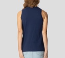 Elisabetta Franchi - BLUSA AZUL OSCURO SIN MANGAS CON BORDADO DE MARCA