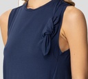 Elisabetta Franchi - BLUSA AZUL OSCURO SIN MANGAS CON BORDADO DE MARCA