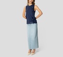 Elisabetta Franchi - BLUSA AZUL OSCURO SIN MANGAS CON BORDADO DE MARCA