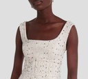 Elie Saab - VESTIDO OFF WHITE CON NEGRO SIN MANGAS Y BOLSILLOS