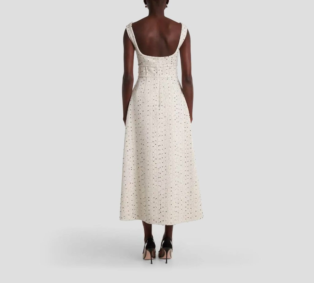 Elie Saab - VESTIDO OFF WHITE CON NEGRO SIN MANGAS Y BOLSILLOS