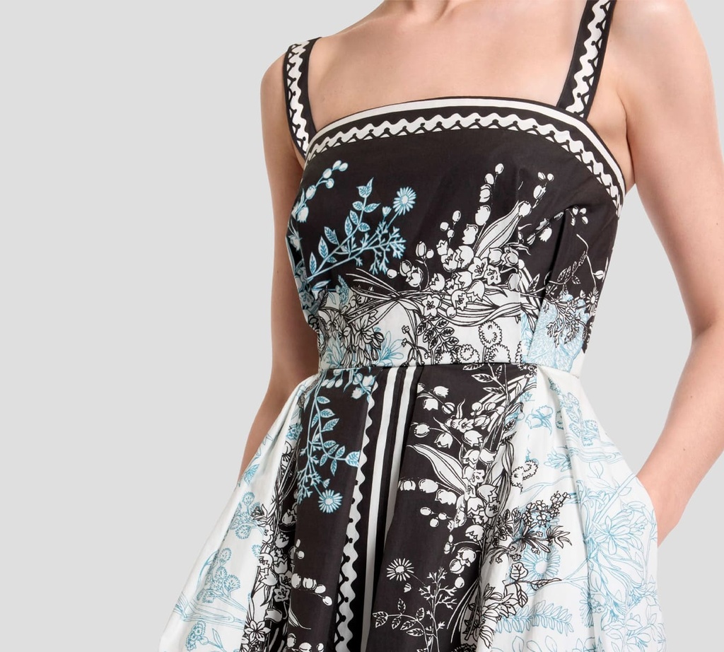 Elie Saab - VESTIDO BLANCO Y NEGRO CON FLORES