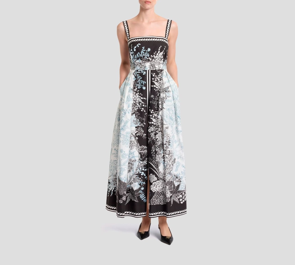 Elie Saab - VESTIDO BLANCO Y NEGRO CON FLORES