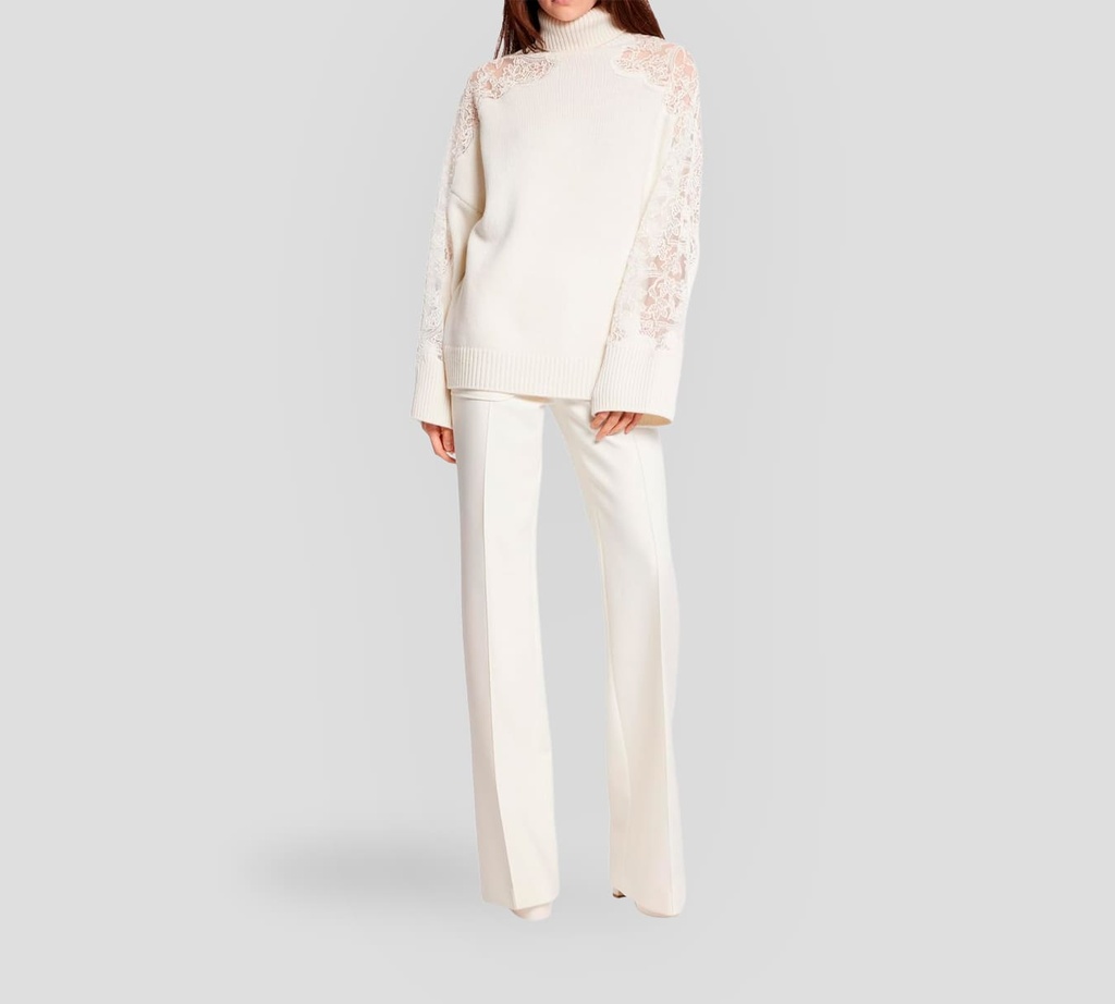 Elie Saab - PANTALON OFF WHITE CON BOTONES DORADOS