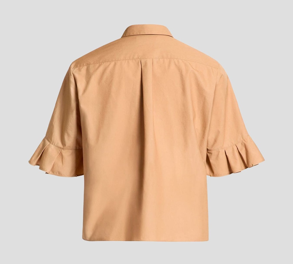 Elie Saab - BLUSA MARRON CON FARALAO EN HOMBROS