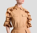 Elie Saab - BLUSA MARRON CON FARALAO EN HOMBROS