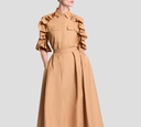 Elie Saab - BLUSA MARRON CON FARALAO EN HOMBROS