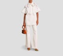 Elie Saab - BLUSA BLANCA CON ENCAJE EN HOMBROS Y BUFANDA