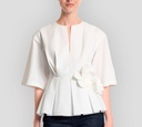 Elie Saab - BLUSA OFF WHITE CON DOS FLORES