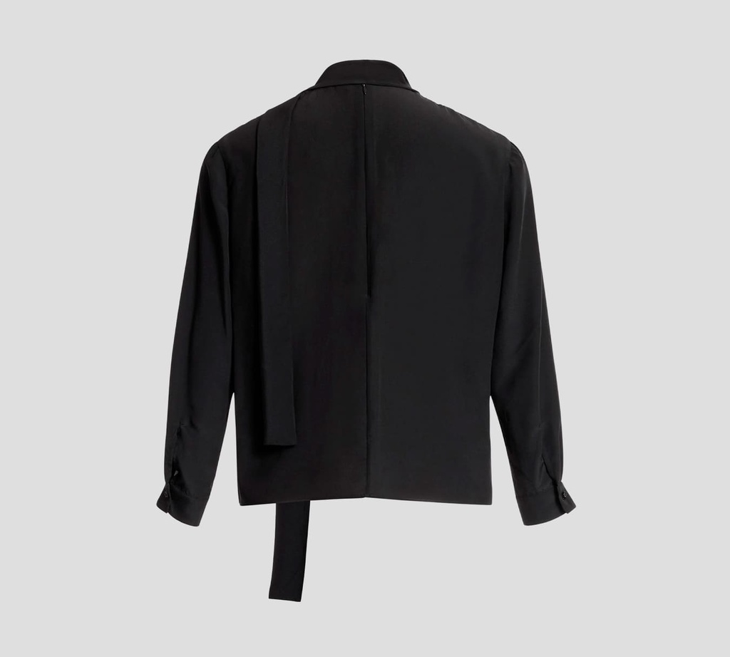 Elie Saab - BLUSA DE SEDA NEGRA CON ENCAJE EN EL PECHO