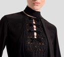 Elie Saab - BLUSA DE SEDA NEGRA CON ENCAJE EN EL PECHO