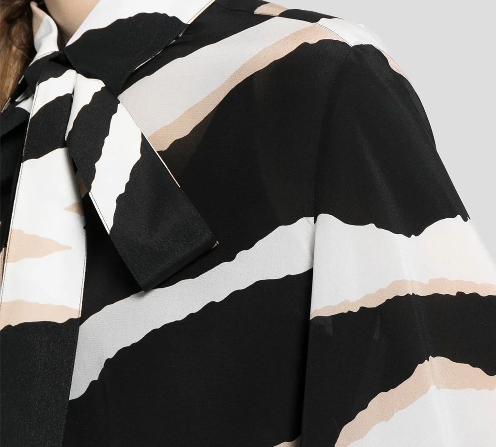 Elie Saab - BLUSA NEGRA CON RAYAS BLANCAS Y CAMEL