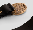 Versace Jeans Couture - CORREA NEGRA CON HEBILLA REDONDA DORADA