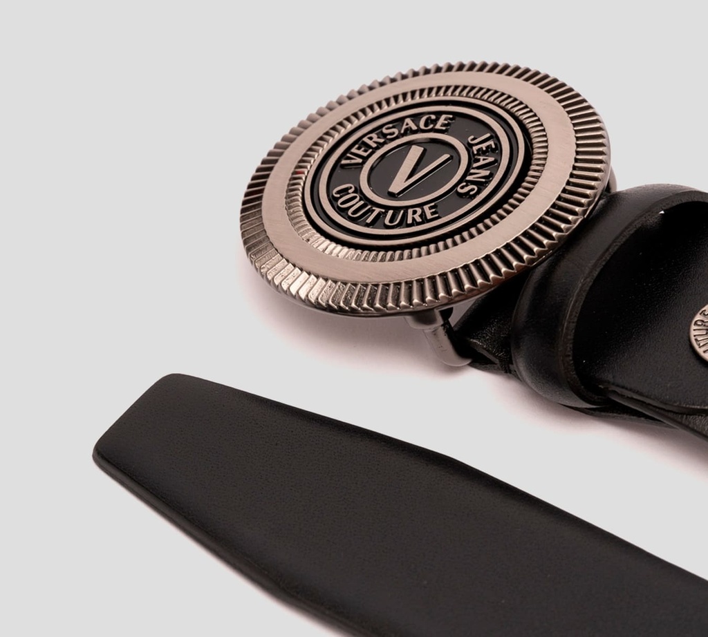 Versace Jeans Couture - CORREA NEGRA CON HEBILLA CUADRADA PLATEADA 899