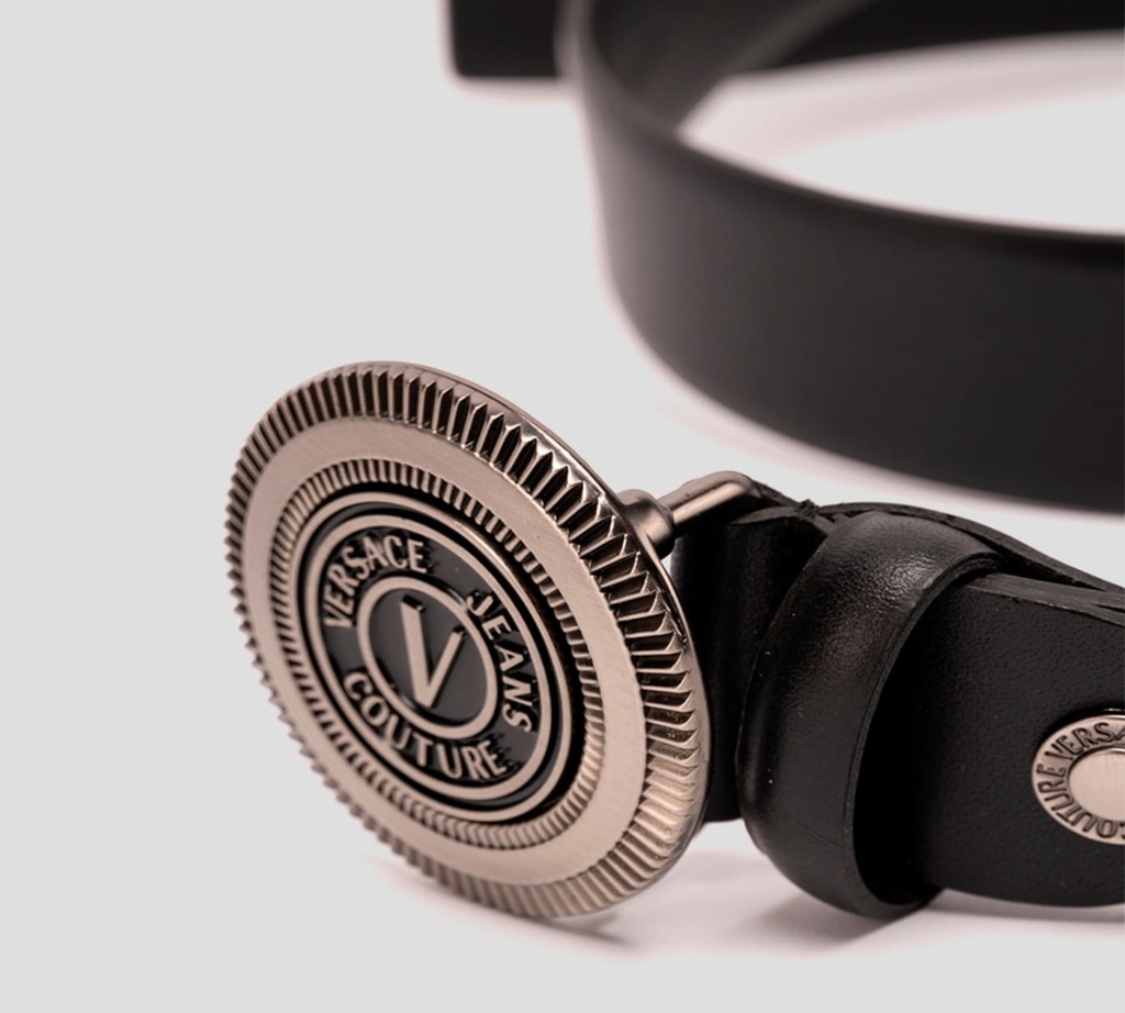 Versace Jeans Couture - CORREA NEGRA CON HEBILLA CUADRADA PLATEADA 899