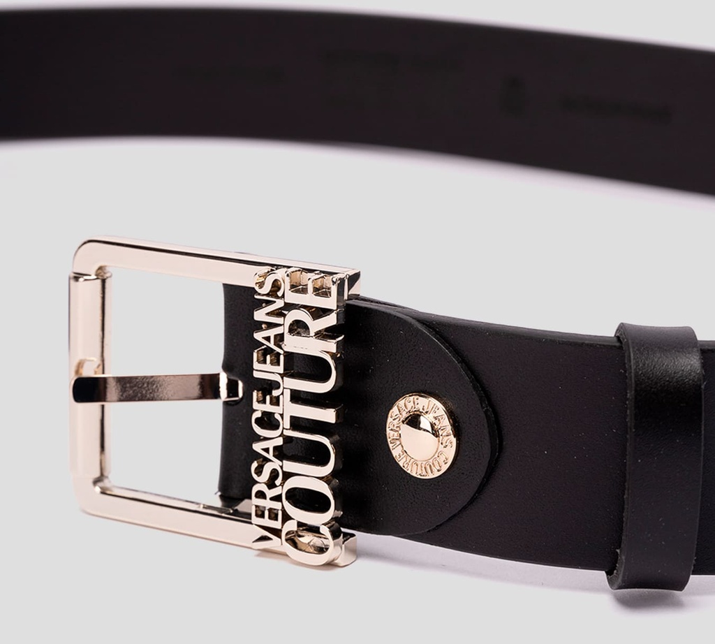 Versace Jeans Couture - CORREA NEGRA CON HEBILLA CUADRADA PLATEADA N77