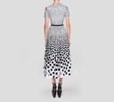 Elie Saab - VESTIDO MIDI DE TAFETAN CON CINTURON, BLANCO Y NEGRO