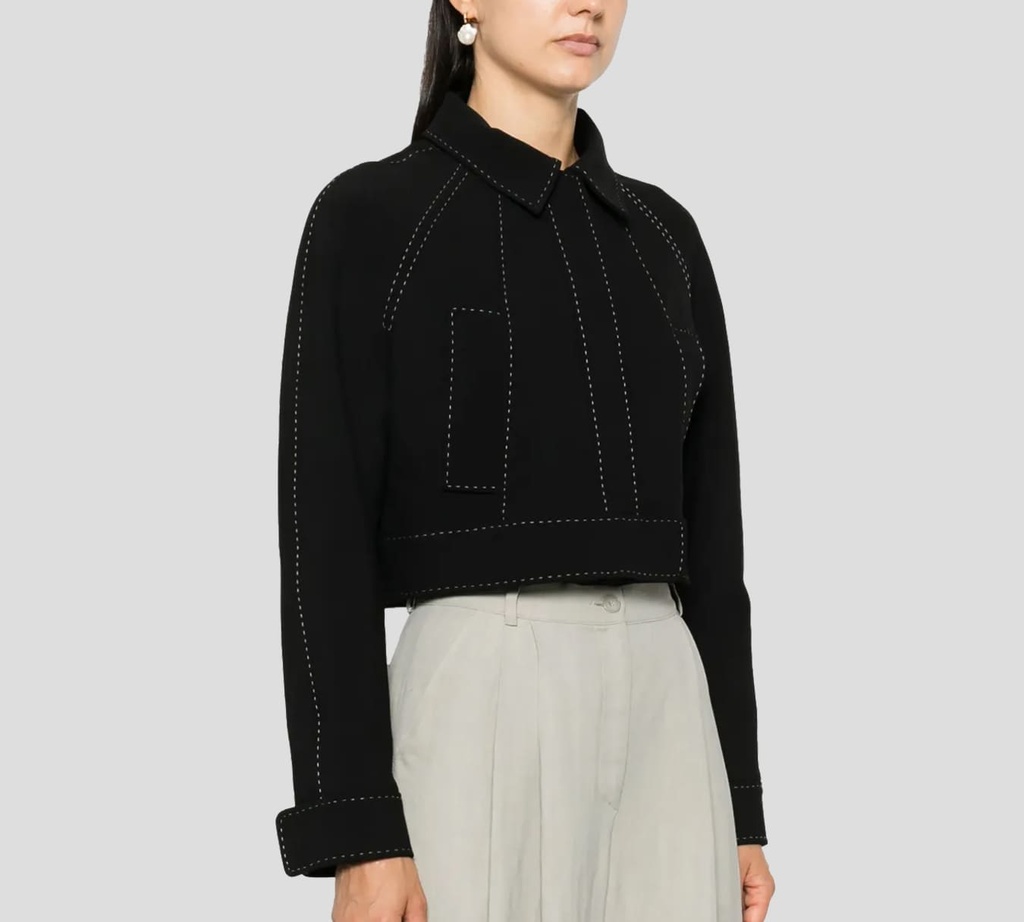 Elie Saab - CHAQUETA NEGRA CON COSTURA BLANCA