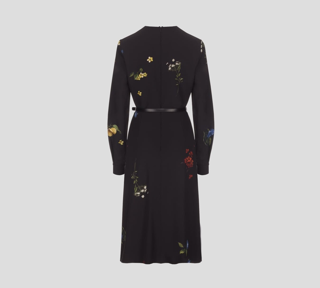 Elie, Saab - VESTIDO MIDI, CREPE ESTAMPADO DE FLORES