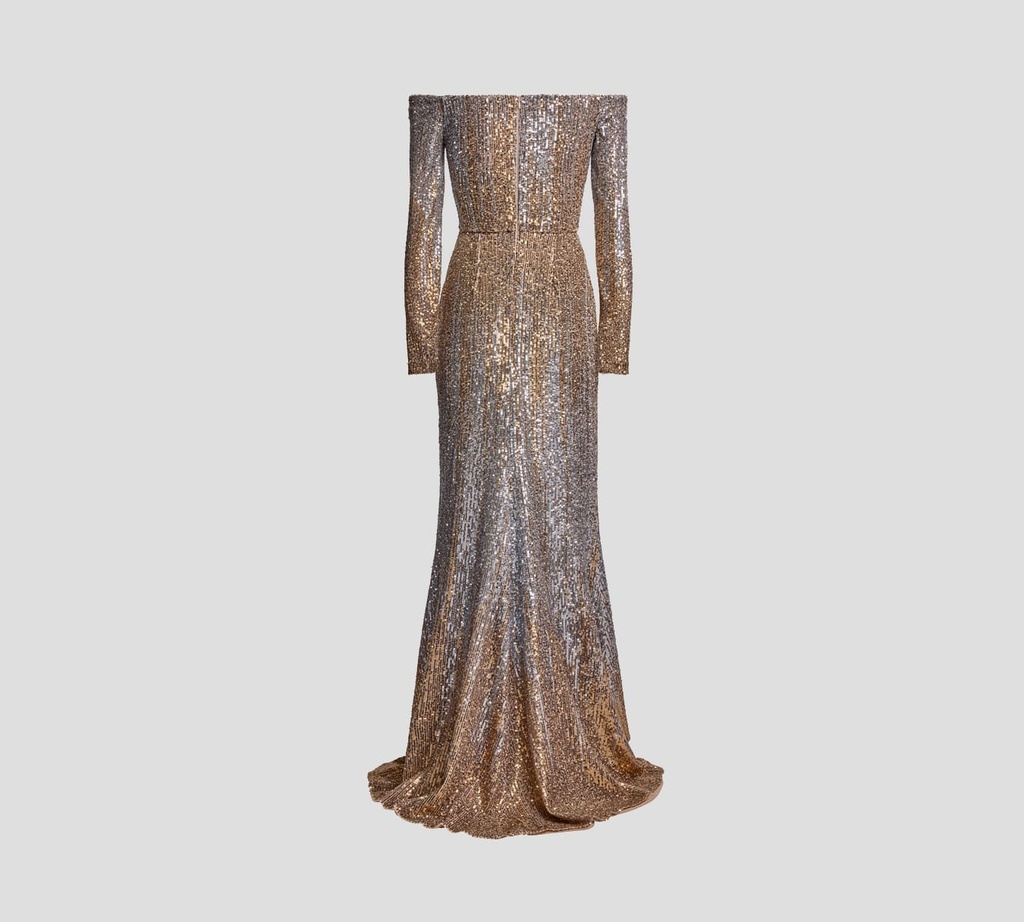 Elie Saab - VESTIDO LARGO DE LENTEJUELAS CON CINTURON