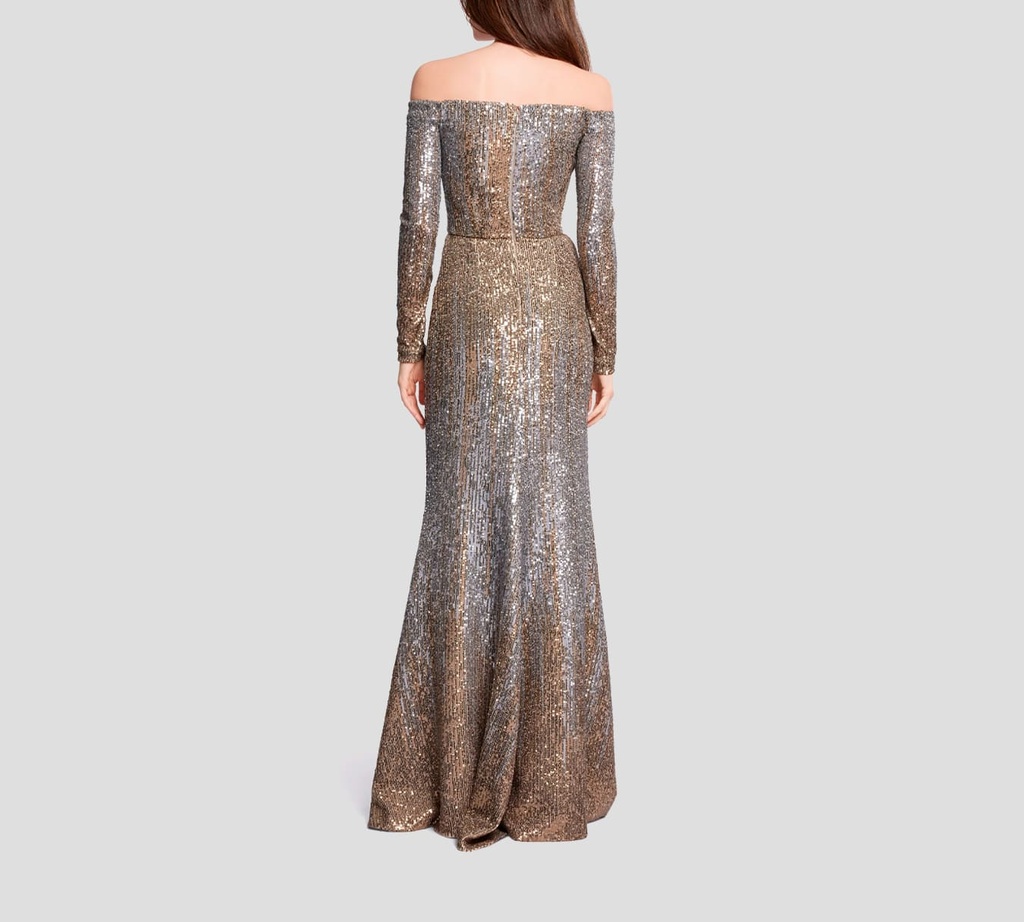 Elie Saab - VESTIDO LARGO DE LENTEJUELAS CON CINTURON