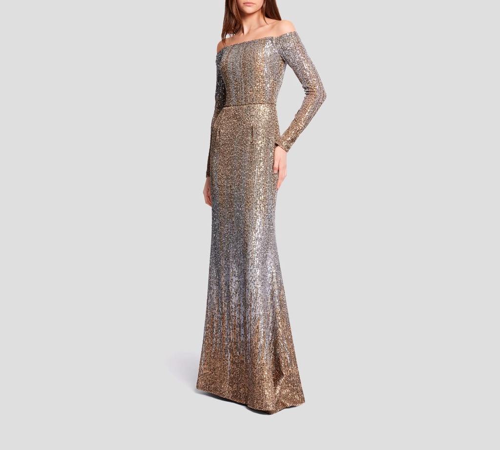 Elie Saab - VESTIDO LARGO DE LENTEJUELAS CON CINTURON