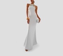 Elie Saab - VESTIDO LARGO BORDADO, CADY Y TUL MULTICOLOR Y BLANCO