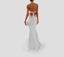 Elie Saab - VESTIDO LARGO BORDADO, CADY Y TUL MULTICOLOR Y BLANCO