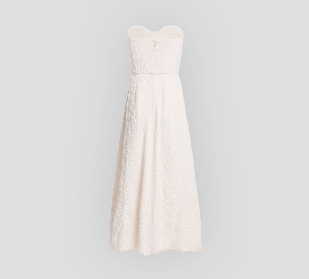 Elie Saab - VESTIDO OFF WHITE CON DETALLES BORDADOS Y CINTURON