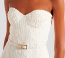 Elie Saab - VESTIDO OFF WHITE CON DETALLES BORDADOS Y CINTURON