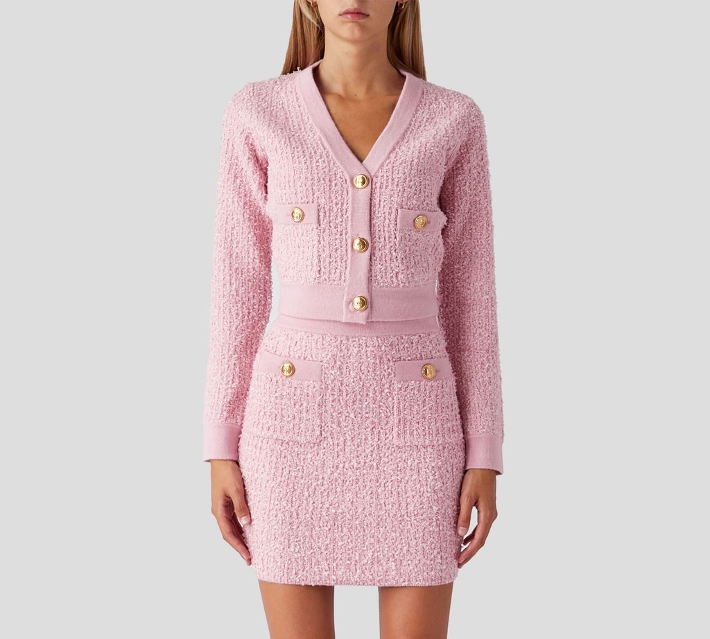 Elisabetta Franchi - SUÉTER Y FALDA DE PUNTO FUCSIA CLARO