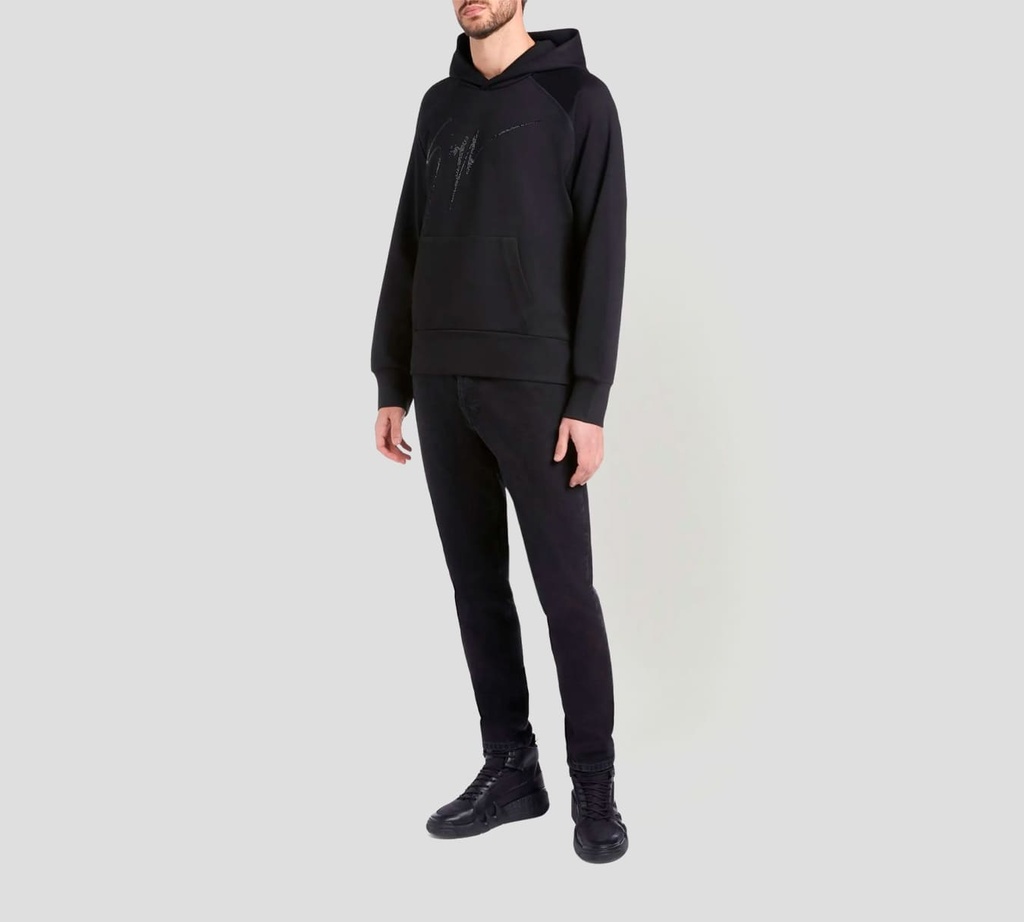 Giuseppe Zanotti - HOODIE DE FELPA Y NEOPRENO