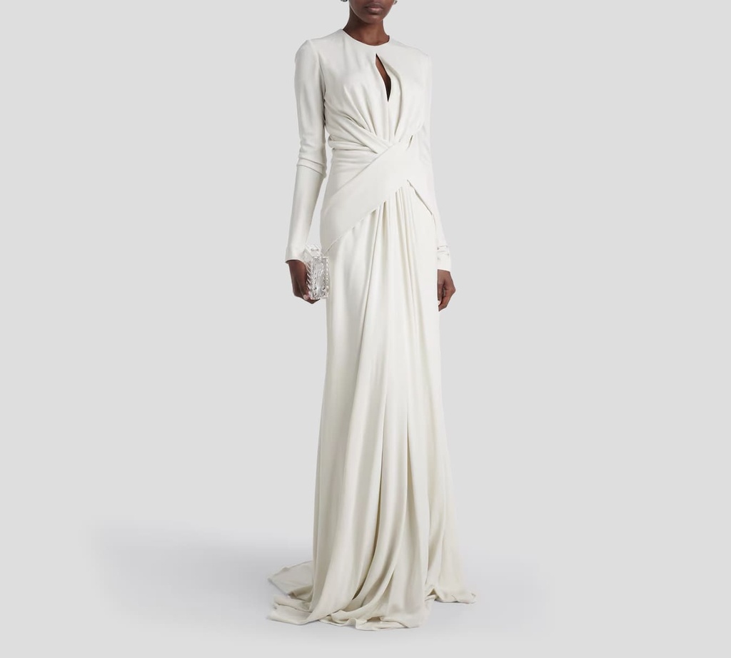 Elie Saab - VESTIDO JERSEY LARGO, BLANCO
