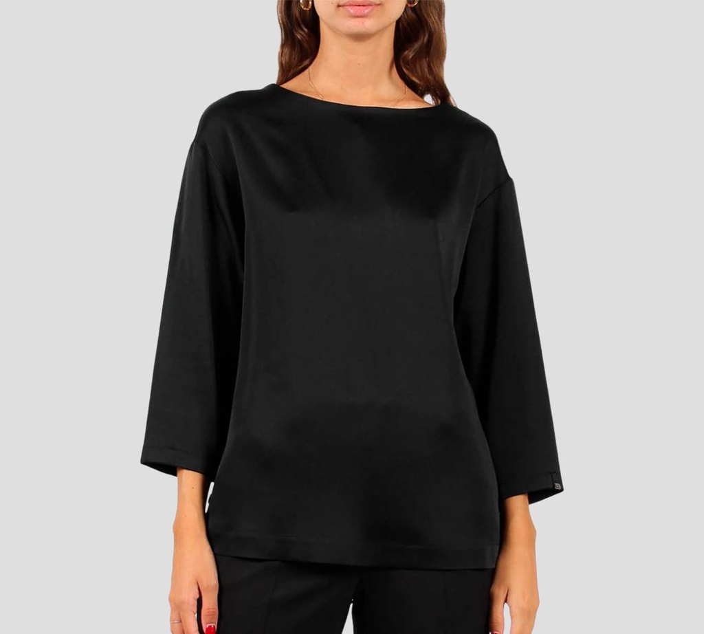 Herno - BLUSA DE SATIN NEGRA