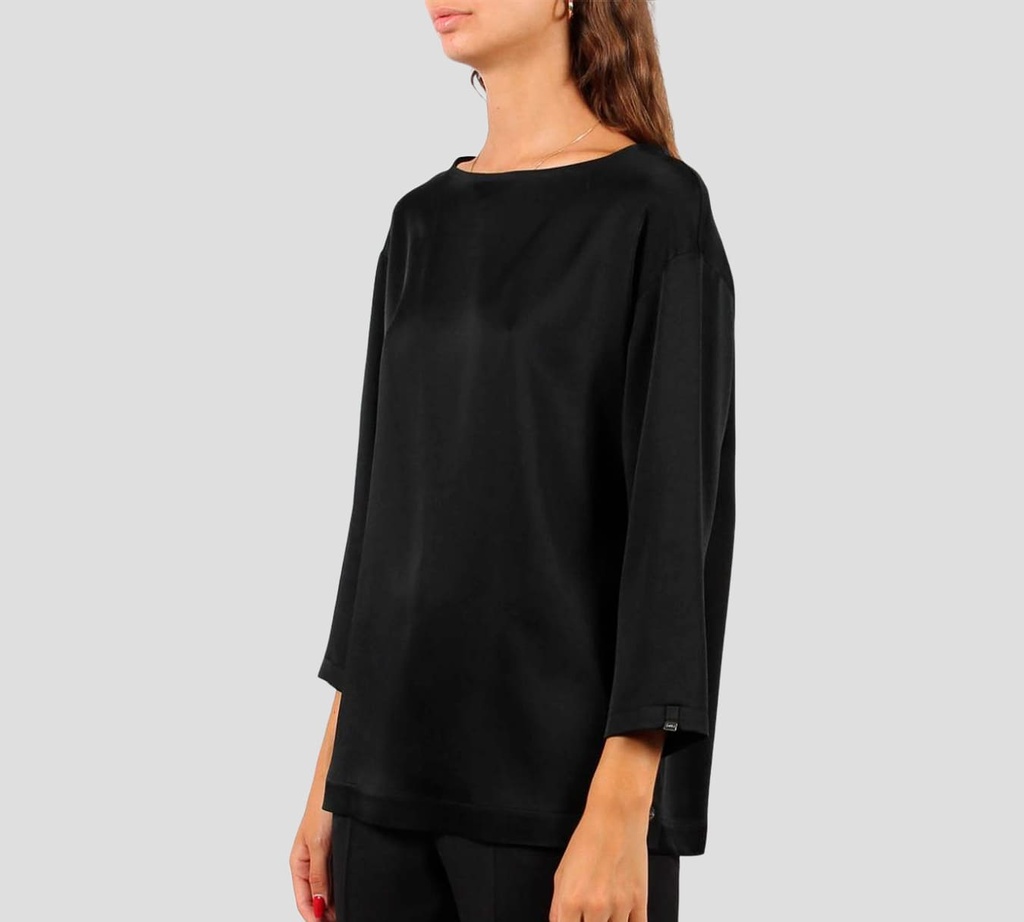 Herno - BLUSA DE SATIN NEGRA