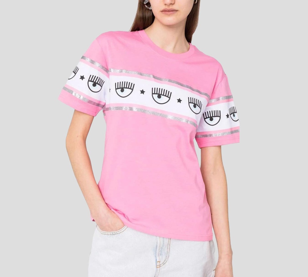 Chiara Ferragni - FRANELA MANGA CORTA ROSADA CON OJOS