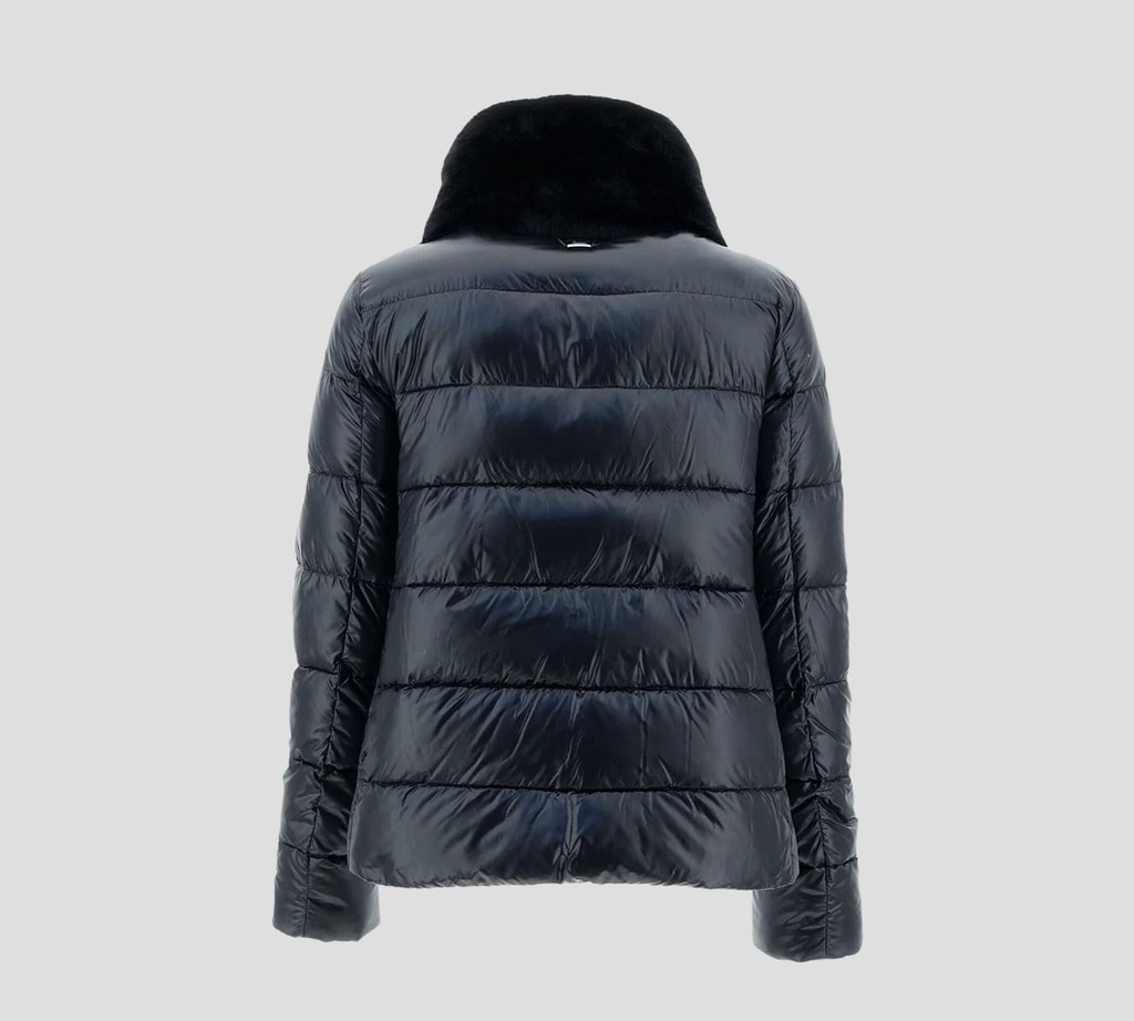 Herno - BOMBER BIMATERIAL ULTRALIGERO CON PELO SINTÉTICO NEGRO