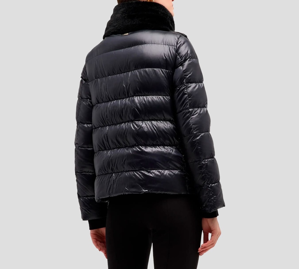 Herno - BOMBER BIMATERIAL ULTRALIGERO CON PELO SINTÉTICO NEGRO