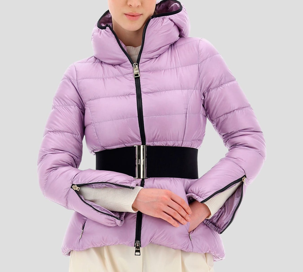 Herno - BOMBER SLIM CON CINTURA ALTA DE NYLON ULTRALIGHT LILA