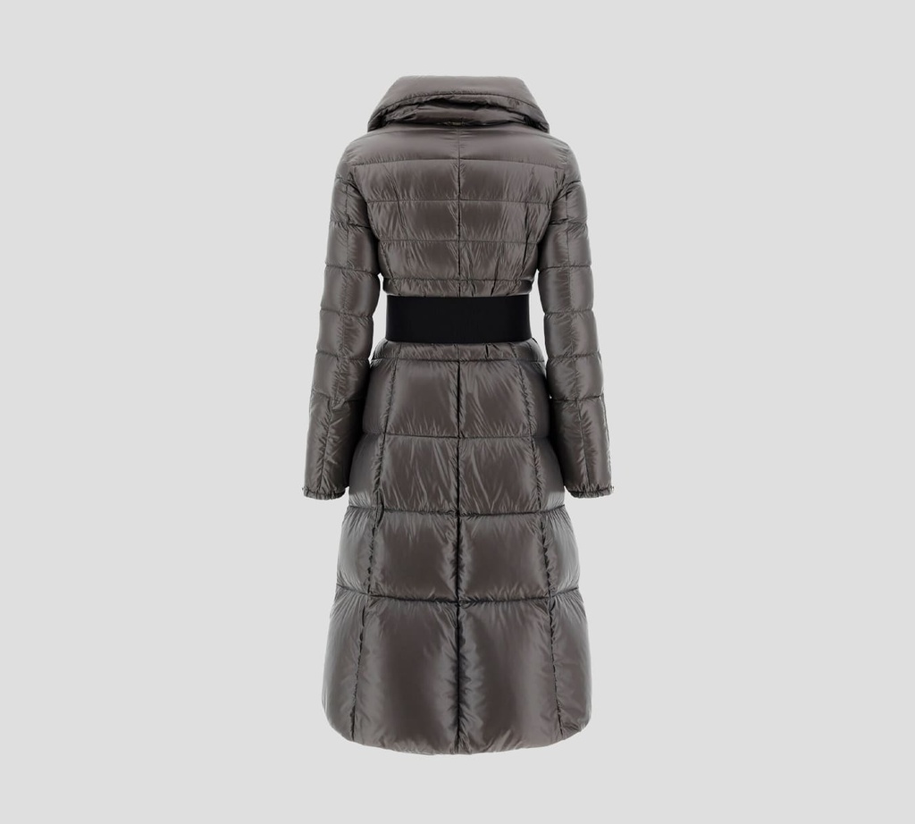 Herno - ABRIGO SLIM CON CINTURA ALTA DE NYLON ULTRALIGHT GRIS OSCURO