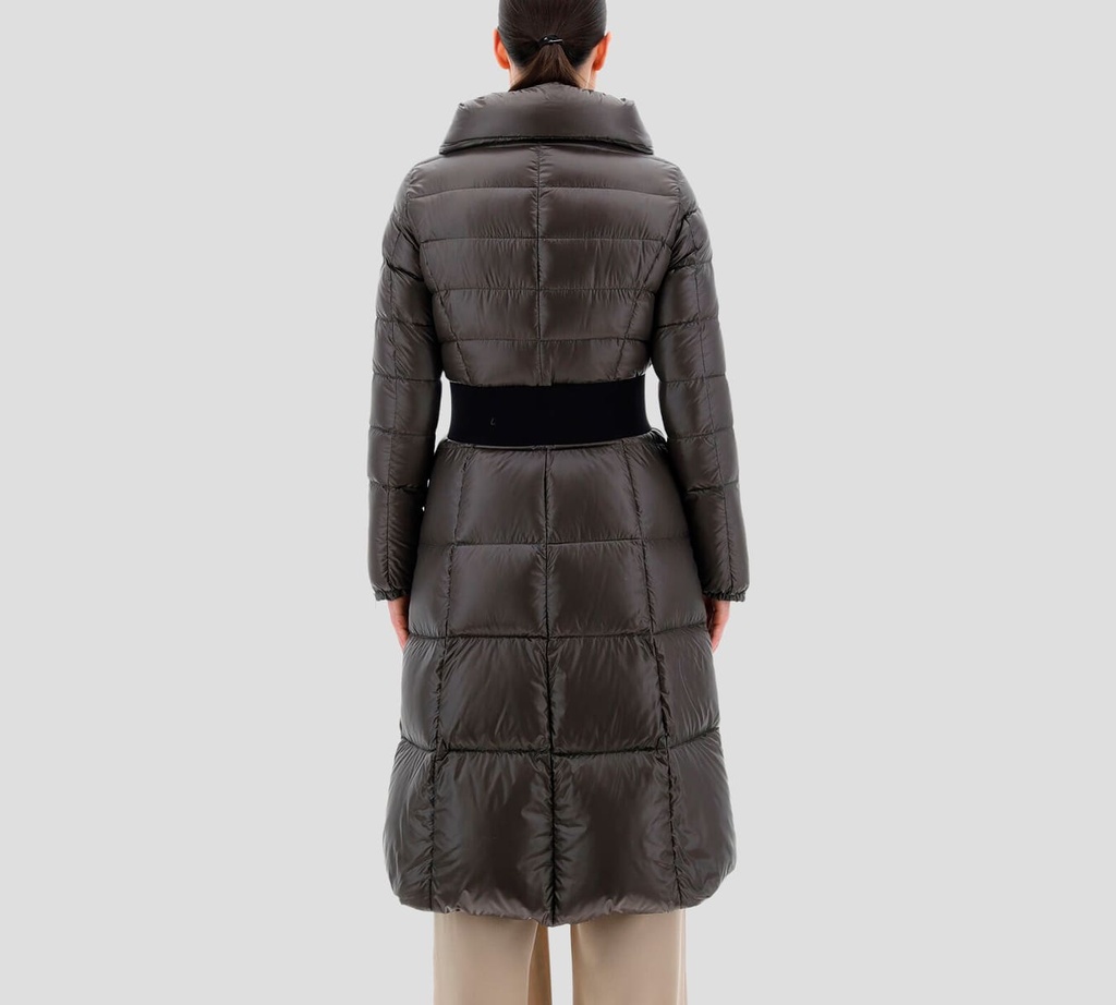 Herno - ABRIGO SLIM CON CINTURA ALTA DE NYLON ULTRALIGHT GRIS OSCURO